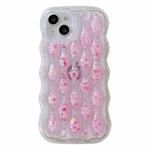 For iPhone 14 Luminous 3D Wavy Texture Phone Case(Pink)