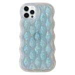 For iPhone 12 Pro Luminous 3D Wavy Texture Phone Case(Blue)