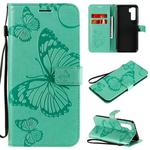 For Huawei Nova 7 SE / P40 Lite 5G 3D Butterflies Embossing Pattern Horizontal Flip Leather Case with Holder & Card Slot & Wallet(Green)