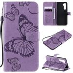 For Huawei Nova 7 SE / P40 Lite 5G 3D Butterflies Embossing Pattern Horizontal Flip Leather Case with Holder & Card Slot & Wallet(Purple)