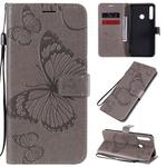 For Huawei Y7P / P40 Lite E / Honor 9C 3D Butterflies Embossing Pattern Horizontal Flip Leather Case with Holder & Card Slot & Wallet(Grey)