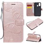 For Huawei P Smart(2020) 3D Butterflies Embossing Pattern Horizontal Flip Leather Case with Holder & Card Slot & Wallet(Rose Gold)