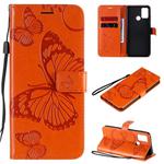 For Huawei Honor 9A 3D Butterflies Embossing Pattern Horizontal Flip Leather Case with Holder & Card Slot & Wallet(Orange)