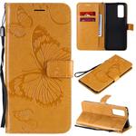 For Huawei Honor 30 Pro / 30 Pro Plus 3D Butterflies Embossing Pattern Horizontal Flip Leather Case with Holder & Card Slot & Wallet(Yellow)