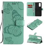 For Huawei Honor Play 4T Pro 3D Butterflies Embossing Pattern Horizontal Flip Leather Case with Holder & Card Slot & Wallet(Green)