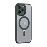 For iPhone 15 Pro Max Skin Feel MagSafe Shockproof Phone Case with Holder(Dark Green)