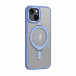 For iPhone 15 Plus Skin Feel MagSafe Shockproof Phone Case with Holder(Light Blue)