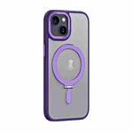 For iPhone 15 Plus Skin Feel MagSafe Shockproof Phone Case with Holder(Purple)