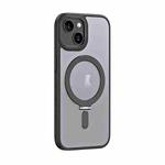 For iPhone 15 Skin Feel MagSafe Shockproof Phone Case with Holder(Black)