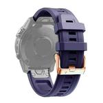 For Garmin Epix Pro 42mm Rose Gold Buckle Silicone Watch Band(Dark Blue)