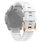 For Garmin Fenix 7S Pro 42mm Rose Gold Buckle Silicone Watch Band(White)