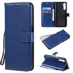 For OPPO Realme 6 Solid Color Horizontal Flip Protective Leather Case with Holder & Card Slots & Wallet & Lanyard(Blue)