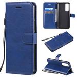 For Huawei nova 7 Solid Color Horizontal Flip Protective Leather Case with Holder & Card Slots & Wallet & Lanyard(Blue)