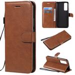 For Huawei nova 7 Solid Color Horizontal Flip Protective Leather Case with Holder & Card Slots & Wallet & Lanyard(Brown)