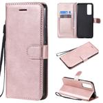 For Huawei nova 7 Solid Color Horizontal Flip Protective Leather Case with Holder & Card Slots & Wallet & Lanyard(Rose Gold)