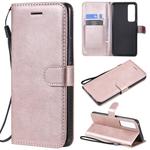 For Huawei nova 7 Pro Solid Color Horizontal Flip Protective Leather Case with Holder & Card Slots & Wallet & Lanyard(Rose Gold)
