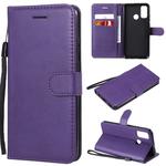 For Huawei P smart 2020 Solid Color Horizontal Flip Protective Leather Case with Holder & Card Slots & Wallet & Lanyard(Purple)