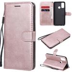 For Huawei P smart 2020 Solid Color Horizontal Flip Protective Leather Case with Holder & Card Slots & Wallet & Lanyard(Rose Gold)