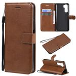 For Huawei nova 7 SE / P40 Lite 5G Solid Color Horizontal Flip Protective Leather Case with Holder & Card Slots & Wallet & Lanyard(Brown)