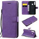 For Huawei P40 lite E / Y7p / Honor 9C Solid Color Horizontal Flip Protective Leather Case with Holder & Card Slots & Wallet & Lanyard(Purple)