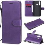 For Huawei Y6p Solid Color Horizontal Flip Protective Leather Case with Holder & Card Slots & Wallet & Lanyard(Purple)