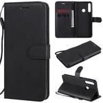 For Huawei Y6p Solid Color Horizontal Flip Protective Leather Case with Holder & Card Slots & Wallet & Lanyard(Black)