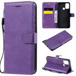 For Huawei Honor 9A Solid Color Horizontal Flip Protective Leather Case with Holder & Card Slots & Wallet & Lanyard(Purple)