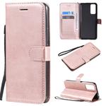 For Huawei Honor 30 Solid Color Horizontal Flip Protective Leather Case with Holder & Card Slots & Wallet & Lanyard(Rose Gold)