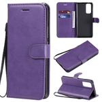 For Huawei Honor 30 Pro Solid Color Horizontal Flip Protective Leather Case with Holder & Card Slots & Wallet & Lanyard(Purple)