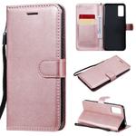 For Huawei Honor Play 4T Pro Solid Color Horizontal Flip Protective Leather Case with Holder & Card Slots & Wallet & Lanyard(Rose Gold)