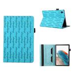 For Samsung Galaxy Tab A8 10.5 2021 Lucky Bamboo Pattern Leather Tablet Case(Blue)