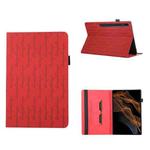 For Samsung Galaxy Tab S8 Ultra Lucky Bamboo Pattern Leather Tablet Case(Red)