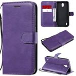 For Nokia 1.3 Solid Color Horizontal Flip Protective Leather Case with Holder & Card Slots & Wallet & Photo Frame & Lanyard(Purple)