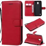 For Nokia 1.3 Solid Color Horizontal Flip Protective Leather Case with Holder & Card Slots & Wallet & Photo Frame & Lanyard(Red)