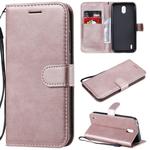 For Nokia 1.3 Solid Color Horizontal Flip Protective Leather Case with Holder & Card Slots & Wallet & Photo Frame & Lanyard(Rose Gold)