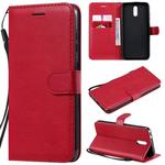 For Nokia 2.3 Solid Color Horizontal Flip Protective Leather Case with Holder & Card Slots & Wallet & Photo Frame & Lanyard(Red)