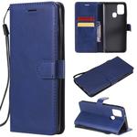 For Samsung Galaxy A21s Solid Color Horizontal Flip Protective Leather Case with Holder & Card Slots & Wallet & Photo Frame & Lanyard(Blue)