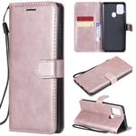 For Samsung Galaxy A21s Solid Color Horizontal Flip Protective Leather Case with Holder & Card Slots & Wallet & Photo Frame & Lanyard(Rose Gold)