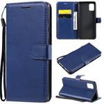For Samsung Galaxy A31 Solid Color Horizontal Flip Protective Leather Case with Holder & Card Slots & Wallet & Photo Frame & Lanyard(Blue)