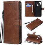 For Samsung Galaxy A11 Solid Color Horizontal Flip Protective Leather Case with Holder & Card Slots & Wallet & Photo Frame & Lanyard(Brown)