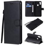 For Samsung Galaxy A11 Solid Color Horizontal Flip Protective Leather Case with Holder & Card Slots & Wallet & Photo Frame & Lanyard(Black)