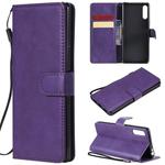 For Sony Xperia L4 Solid Color Horizontal Flip Protective Leather Case with Holder & Card Slots & Wallet & Photo Frame & Lanyard(Purple)
