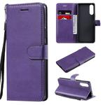 For Sony Xperia 10 II Solid Color Horizontal Flip Protective Leather Case with Holder & Card Slots & Wallet & Photo Frame & Lanyard(Purple)