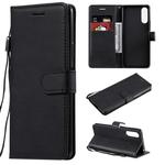 For Sony Xperia 10 II Solid Color Horizontal Flip Protective Leather Case with Holder & Card Slots & Wallet & Photo Frame & Lanyard(Black)