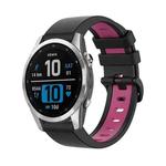 For Garmin Fenix 7 Pro 47mm Sports Two-Color Silicone Watch Band(Black+Pink)