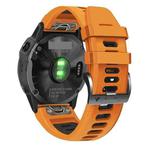 For Garmin Instinct 2X Solar Sports Two-Color Silicone Watch Band(Orange+Black)