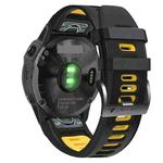 For Garmin Instinct 2X Solar Sports Two-Color Silicone Watch Band(Black+Yellow)