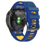 For Garmin Epix Pro 51mm Sports Two-Color Silicone Watch Band(Midnight Blue+Yellow)