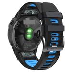 For Garmin Fenix 7 Pro 51mm Sports Two-Color Silicone Watch Band(Black+Sky Blue)