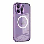 For iPhone 12 Pro Max MagSafe HD Spring Buckle Metal Phone Case(Purple)